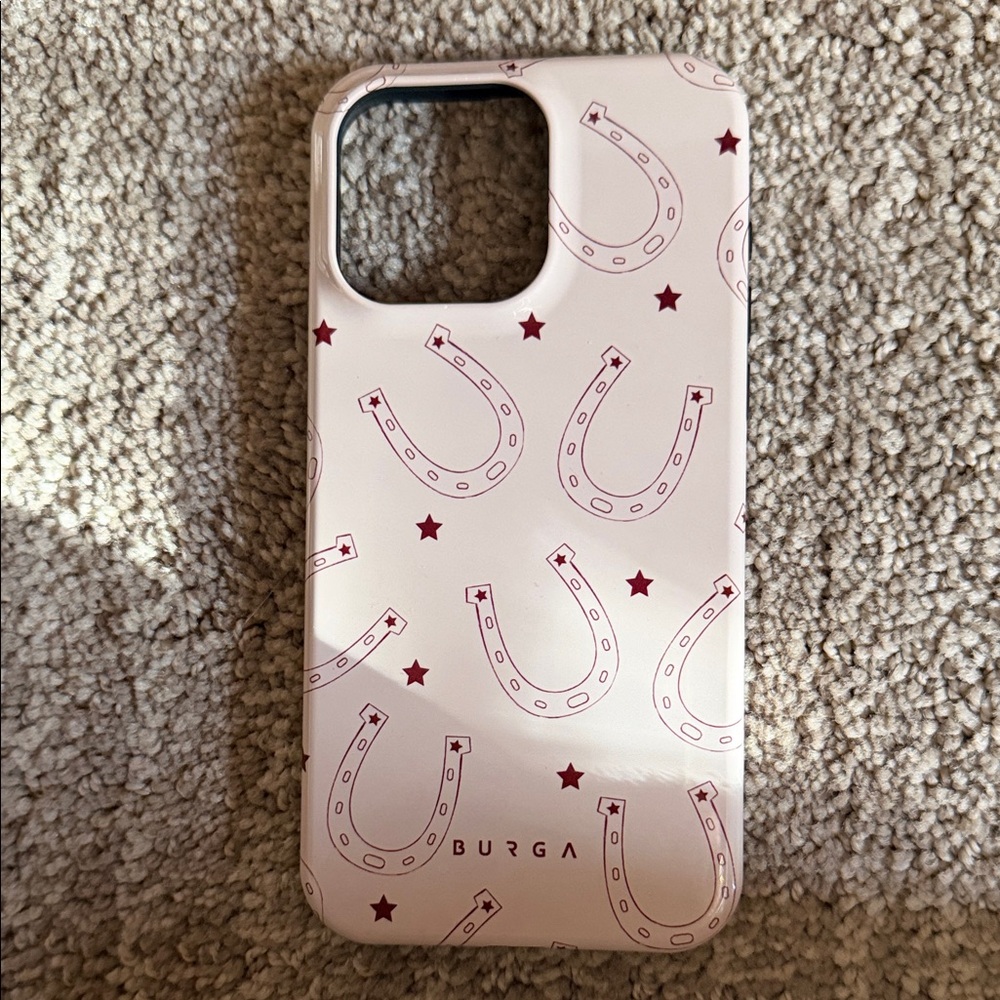 Burga iPhone 15 pro max case White Horseshoe Pattern Phone Case